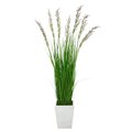 64" Wheat Grass Artificial Plant in White Metal Planter