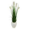 4.5' Wheat Plum Grass Artificial Plant in White Planter