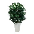 34' Bamboo Palm Artificial Plant in White Metal Planter