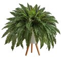 2.5' Boston Fern Artificial Plant in White Planter with Legs