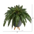 2.5' Boston Fern Artificial Plant in Gray Planter with Stand