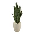 40" Sansevieria Artificial Plant in Sand Colored Planter