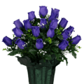20 inches Sympathy Purple Rose Bud with Babys Breath Outdoor UV Rated