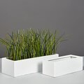 14 Long  x 5 W x 4.3 H  Rectangle Fiberglass Planter is available in two sizes