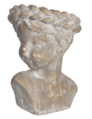 12.5" Cement Garden Head Planter Antique Gray
