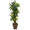 57" Corn Stalk Dracaena Artificial Plant in Brown Planter (Real Touch)