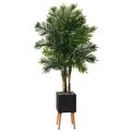 70" Areca Palm Artificial Tree in Black Planter with Stand