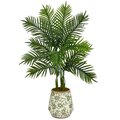 46" Areca Palm Artificial Tree in Floral Print Planter (Real Touch)