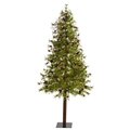 7' Wyoming Alpine Artificial Christmas Tree with 200 Clear (multifunction) LED Lights and Pine Cones on Natural Trunk