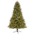 6.5' Lightly Frosted Big Sky Spruce Artificial Christmas Tree with 450 Clear (Multifunction) LED Lights with Instant Connect Technology, Berries, Pine Cones and 904 Bendable Branches
