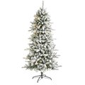 6' Flocked Livingston Fir Artificial Christmas Tree with Pine Cones and 300 Clear Warm LED Lights
