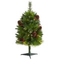 3' Montana Mixed Pine Artificial Christmas Tree with Pine Cones, Berries and 50 Clear LED Lights