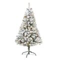 5' Flocked White River Mountain Pine Artificial Christmas Tree With Pinecones And 150 Clear LED Lights
