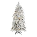 5' Flocked Montana Down Swept Spruce Artificial Christmas Tree With 100 Clear LED Lights
