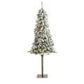 5' Flocked Alpine Christmas Artificial Tree with 150 Lights and 405 Bendable Branches