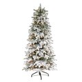 6' Flocked North Carolina Fir Artificial Christmas Tree with 450 Warm White Lights and 1560 Bendable Branches