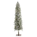 7.5' Flocked Washington Alpine Christmas Artificial Tree with 350 White Warm LED Lights and 877 Bendable Branches
