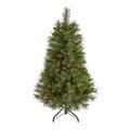 4' Golden Tip Washington Pine Artificial Christmas Tree with 100 Clear Lights, Pine Cones and 336 Bendable Branches