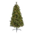 5' Golden Tip Washington Pine Artificial Christmas Tree with 150 Clear Lights, Pine Cones and 432 Bendable Branches