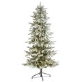 6.5' Slim Flocked Nova Scotia Spruce Artificial Christmas Tree with 300 Warm White LED Lights and 699 Bendable Branches