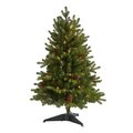 3' Yukon Mountain Fir Artificial Christmas Tree with 50 Clear Lights and Pine Cones