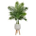 52” Areca Palm Artificial Tree In White Planter With Stand (Real Touch)