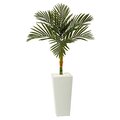 4.5’ Golden Cane Artificial Palm Tree In Tall White Planter