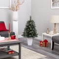3.5’ Snowed Table Top French Alps Mountain Pine Artificial Christmas Tree With 135 Bendable Branc...