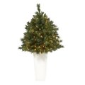4’ Wyoming Mixed Pine Artificial Christmas Tree With 150 Clear Lights And 270 Bendable Branches In Tower Planter