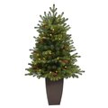 3.5' Yukon Mountain Fir Artificial Christmas Tree with 50 Clear Lights and Pine Cones in Bronze Metal Planter