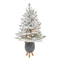 45” Flocked Fraser Fir Artificial Christmas Tree With 200 Warm White Lights And 481 Bendable Bran...