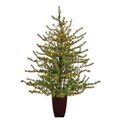52” Vancouver Mountain Pine Artificial Christmas Tree With 100 Clear Lights And 374 Bendable Branches In Bronze Metal Planter