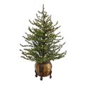 4.5’ Vancouver Mountain Pine Artificial Christmas Tree With 100 Clear Lights And 374 Bendable Branches In Decorative Planter