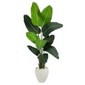 5.5' Travelers Palm Artificial Tree in White Planter