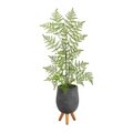 39” Ruffle Fern Artificial Tree In Gray Planter With Stand