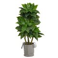 5' Bird Nest Artificial Tree in Handmade Black and White Natural Jute and Cotton Planter UV Resistant (Indoor/Outdoor)