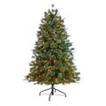 4' Snowed Tipped Clermont Mixed Pine Artificial Christmas Tree with 200 Clear Lights, Pine Cones and 588 Bendable Branches