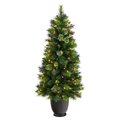 4.5' Oregon Pine Artificial Christmas Artificial in Decorative Planter with 250 Bendable Branches and 100 Warm White Lights