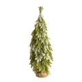 35" Snow Flocked Down Swept Holiday Artificial Christmas Tree in Burlap Base