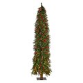7' Victoria Fir Artificial Christmas Tree with 300 Multi-Color (Multifunction) LED Lights, Berries and 565 Bendable Branches