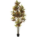 7'Potted Croton Tree W/192 Lvs-Green/Or