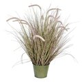 34" Green Cattail Grass In Iron Pot