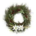 20" Cedar, Antlers, Lily and Ruscus with Berries Artificial Wreath