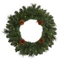 20" Pine Artificial Christmas Wreath with 35 LED Lights and Pinecones