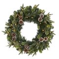 24" Snowed Pinecone Artificial Christmas Wreath with 35 Clear LED Lights