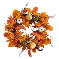 24" Autumn Pumpkin, Gourd and Berries in Assorted Colors Artificial Fall Wreath