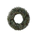 4' Large Flocked Artificial Christmas Wreath with Pinecones, 150 Clear LED Lights and 360 Bendable Branches