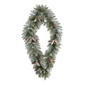 3' Holiday Christmas Geometric Diamond Frosted Wreath with Pinecones and 50 Warm White LED Lights