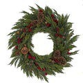 30 INCH NATURAL TOUCH CYPRESS/RED BERRY AND PINE CONE WREATH