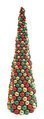 7 Foot Commercial Ball Cone Tree.  Red, Green, Gold Mixed Ball Cone Topiary